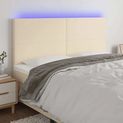 Produktbild von The Living Store LED Kopfteil Creme 180x5x118/128 cm Stoff
