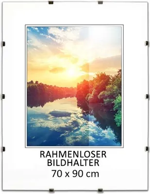 Obrázok produktu pre MG Design Bezrámový obrazový rám, 70 x 90 cm - s klipmi, akrylové sklo, HDF doska - na vertikálne alebo horizontálne zavesenie/postavenie