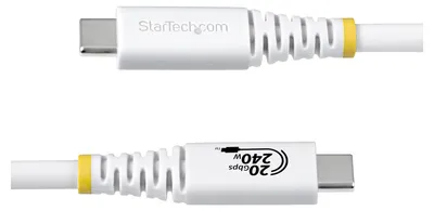 Produktbild von StarTech.com 2m USB4 Kabel, 20Gbps, USB-IF-es USB-C Ladekabel, 240W PD EPR, 4K 120Hz DP 2.1 Monitorkabel, TPE-Mantel, Weiß, 2 m, USB C, USB C, USB4 Gen 2x2, 20 Gbit/s, Weiß