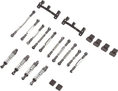 Imagen del producto de Juego de amortiguadores para coche a control remoto, kit de varillas de empuje para coche RC, piezas de repuesto de mejora para C14K, piezas de repuesto para WPL, kit de metal de repuesto para RC, accesorios para RC