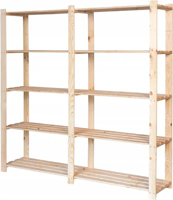 Produktbild von STOLMAK Holzregal Garage Regal 170x170x38 (BxHxT) Standregal Natur Kiefernholz Massivholzregal Kellerregal 5 Ablagen Pflanzenständer