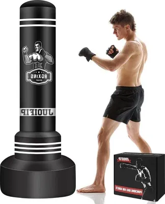 Produktbild von Famanu Standboxsack für Erwachsene/Kinder - 180/165 cm schwere Boxsack - aufblasbarer Kickboxsack für MMA Muay Thai Training