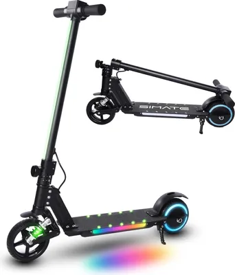 Produktbild von Elektroscooter S5 Schwarz Für Kinder Und Jugend Ab 120cm Körpergröße- Elektroroller 130W, 8 Km, 2500 mAH Akku, 14km/h, Klappbar E Scooter, Kinderroller Mit LED Licht