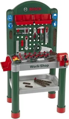 Produktbild von Bosch Work-Shop Spielzeug Werkbank , Klein , 79 Zubehörteile , Spielzeug für Jungen , 3+ Jahre