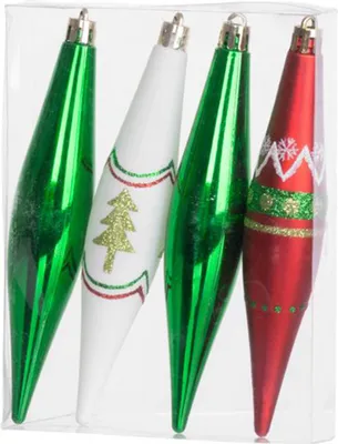 Produktbild von Dekoration WEIHNACHTEN, 4 St. rot-grün mit Dekoration, 3x15 cm