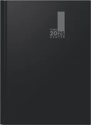 Buchkalender 2025 A4, 2 Seiten = 1 Woche, Baladek-Umschlag, schwarz