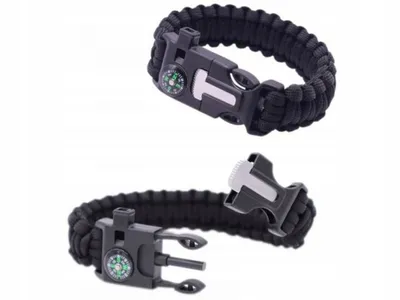 Zdjęcie produktu dla Bransoletka Survival 5W1 Paracord Krzesiwo Kompas