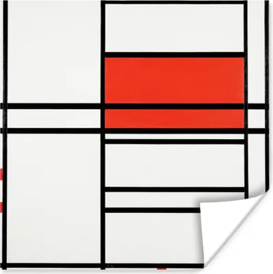 Produktbild von MuchoWow® Poster Komposition mit Rot und Weiß - Piet Mondrian 50x50 cm - Wohnzimmerdekoration