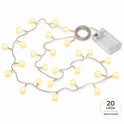 Image de Guirlande lumineuse LED blanc chaud 6 m – 40 boules, à piles, décoration d'intérieur et d'extérieur, E0224