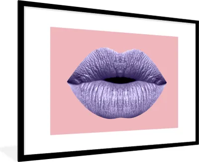 Produktbild von MuchoWow® MuchoWow® Gerahmtes Poster Lippen - Pastell - Rosa 90x60 cm - Poster mit zchwarzem Bilderrahmen - Wanddekoration - Fotos