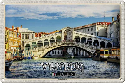 Produktbild von Blechschild Reise Venedig Italien Rialto Brücke 30x20cm