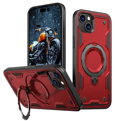 Produktbild von iPhone 15 Hülle - Coverup Armor Back Cover met MagSafe Compatible Kickstand - Rot