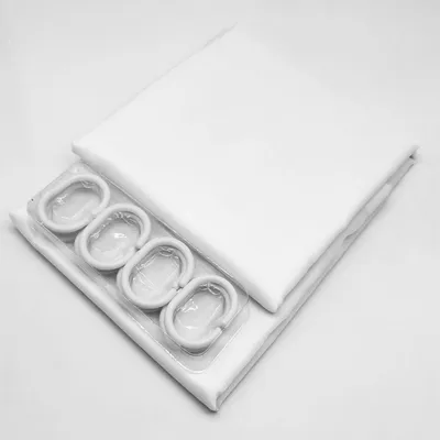 Imagen del producto de Cortina de ducha blanca, 180 x 200 cm, 100% poliéster, resistente al moho y al agua, para el baño