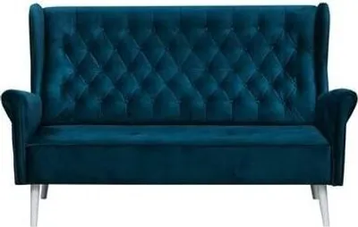 Produktbild von Ohrensofa 3 Sitzer Sofa Couch Garnitur Stoff Samt (Velour) Glamour Wohnlandschaft Chesterfield - Velo (Dunkelblau, 3 -Sitzer)