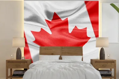 Produktbild von MuchoWow® Fototapete für Wohnzimmer oder Schlafzimmer Wandtapete Vinyl Motivtapete Nahaufnahme der Flagge von Kanada - 240x240 cm - Schlafzimmer-Tapete