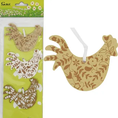 Zdjęcie produktu dla Zawieszki drewniane koguty zestaw 3 sztuk