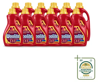 Produktbild von 12 x Woolite Color Flüssigwaschmittel mit Keratin für Buntwäsche, 1,5 l - Vorratspackung - 12 Stücke