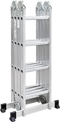 Imagen del producto de Silecomplaza, escalera articulada, multifuncional, de aluminio, con 4 peldaños, 4,70 metros