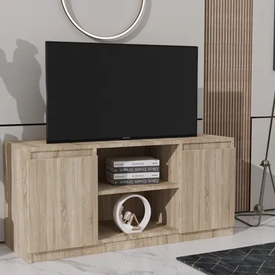 Produktbild von Masseno TV-Schrank MERAVIGLIA 120 cm Fernsehschrank mit 2 Türen TV-Lowboard für Wohnzimmer Modern 120x40x55 cm Sonoma Eiche / Sonoma Eiche