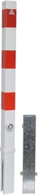 Produktbild von Absperrpfosten aus Vierkant-Stahlrohr 70x70 mm, herausnehmbar mit Dreikantverschluss, ohne Lackierung mit 2 Ösen