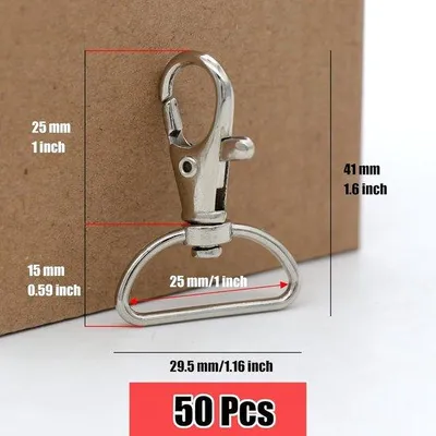 Image de Lot de 50 attaches velcro métalliques haut de gamme, dotées de tirettes pivotantes à 360° et de boucles en D (largeur intérieure de la boucle en D : 2,5 cm).