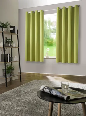Produktbild von heimtexland ® Verdunklungsvorhang 1 Paar Verdunklungsgardinen Thermovorhänge Ösenschal  Grün HxB 145 x 135 cm