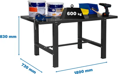 Zdjęcie produktu dla Stół warsztatowy SIMONWORK BT6L METAL 1800 ANTRACYT z parafuzy