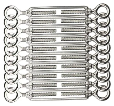 Produktbild von 10 Stück M5 Spannschlösser aus Edelstahl 304, Drahtseilspanner, verstellbarer Haken und Öse, silberfarben