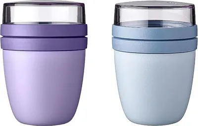 Produktbild von Mepal | Lunchpot Ellipse Mixed Mini | Vivid Lilac + Nordic Blue | Müslibecher to go | Unterteilung für Joghurt & Müsli | 300 ml + 120 ml | Geeignet für Gefrierschrank, Mikrowelle & Spülmaschine