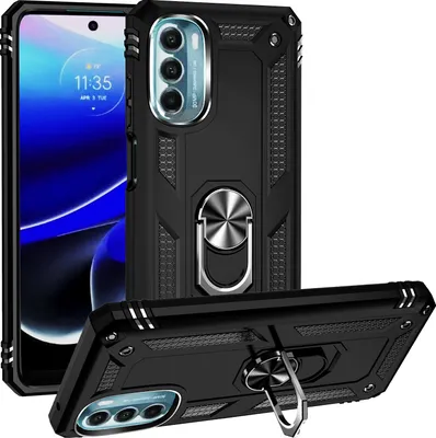Produktbild von Moto G 5G 2022 Hülle, Dual Layer Robust Militäre Schutzhülle mit Ringhalterung Ständer für Motorola Moto G 5G 2022 Schwarz