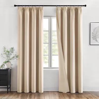 Produktbild von Verdunkelungsvorhänge mit Faltenband - 2 Stück 140 x 280 cm, Beige