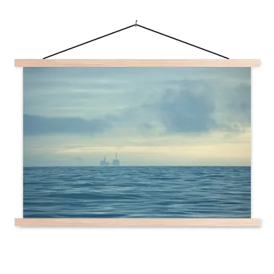 Produktbild von MuchoWow® Textilposter Nordsee - Nebel - Wasser 120x80 cm mit holzfarbenen Rahmen - Aufhängeset