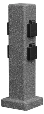 Imagen del producto de ledscom.de: Columna de enchufes para jardín, modelo Pock, para uso exterior, IP44, con 4 enchufes, color antracita (aspecto de piedra), rectangular, 40 cm – Tamaño: 1 unidad (paquete de 1)