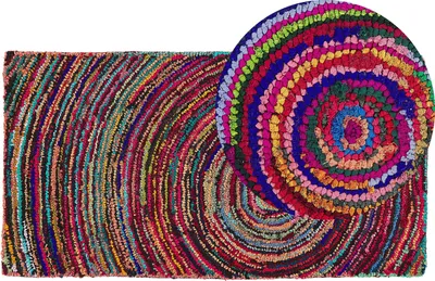 Produktbild von BELIANI Teppich Bunt 80 x 150 cm Hochflor Handgewebt Abstrakt Rechteckig Modern