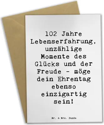 Produktbild von Mr. & Mrs. Panda neujahrskarte Spruch 102. Geburtstag Glück - Weiß - Geschenk, Langlebigkeit, Glückwunschkarte, Geburtstagsgeschenk, weihnachtskarten, hochzeitskarten