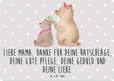 Produktbild von Mr. & Mrs. Panda tafel Bär Kind DIN A5 - Grau Pastell - Geschenk, Muttertag, Türschild, Retro Blechschild, Wandbild, Mutter, Familie, Mom, Schild, Mama