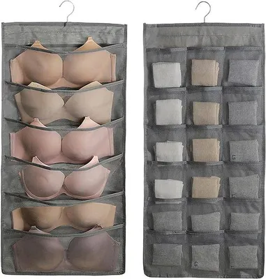 Produktbild von Famanu Organizer Set für hängenden Schrank - 2-teilig, grau, mit 48 Fächern für Taschen und Accessoires