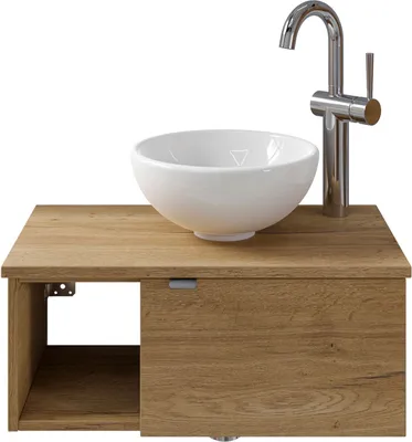 Produktbild von Pelipal Serie 6915 SET-044-031 Waschtisch mit Unterschrank bestehend aus: Keramik-Aufsatzbecken, Waschtischplatte, Waschtischunterschrank