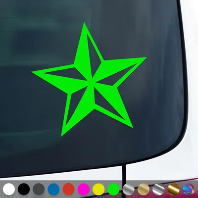 Produktbild von PantherPixel Stern Aufkleber Nautischer Kompass Seefahrt Sticker Auto Geschenkidee Farbe Neon-Grün