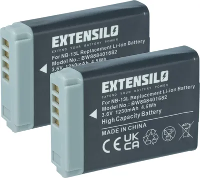 Produktbild von EXTENSILO 2x Akku Ersatz für Canon NB-13L für Kamera (1250 mAh, 3,6 V, Li-Ion)