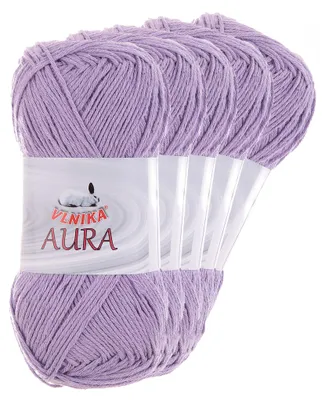 5 x 100g Aura unifarben Sommergarn Häkelgarn Strickgarn Baumwolle Leinen flieder