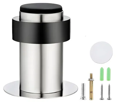 Produktbild von Türstopper aus Edelstahl, selbstklebend, Wandmontage mit Gummipuffer, inklusive Befestigungsmittel, für den Schutz von Wänden und Möbeln (60mm)