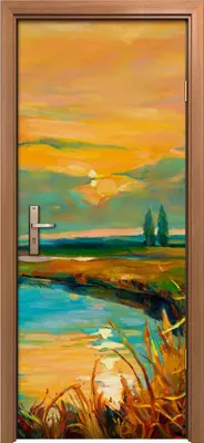 Produktbild von Türposter 80x200 cm Türaufkleber Türtapete Türfolie Klebefolie Landschafts fluss Sonnenuntergang See
