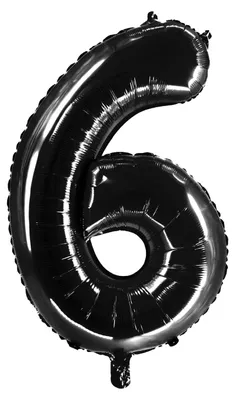 Produktbild von Folienballon Schwarz 100cm Zahl 6