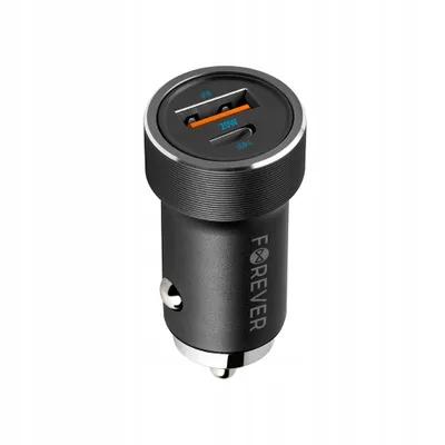 Image de Forever PD QC Chargeur voiture USB-C 20W, GSM112638 Charge rapide 3.0 noir