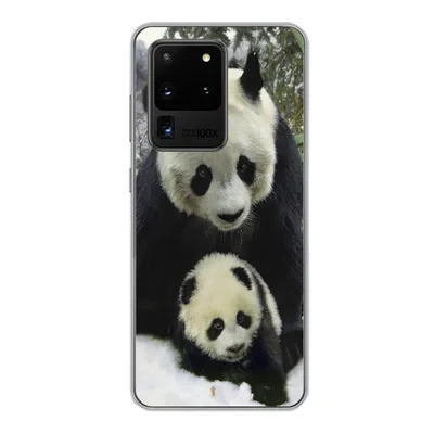 Produktbild von MuchoWow® Handyhülle Schutzhülle Hülle für Samsung Galaxy S20 Ultra Panda - Jungtier - Schnee Silikon Softcase Handy Hülle - Karteninhaber