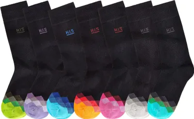Produktbild von H.I.S. Socken Lustige Kinder Damen Socken Atmungsaktive Baumwolle 7 -teilig schwarz Größe 31/34