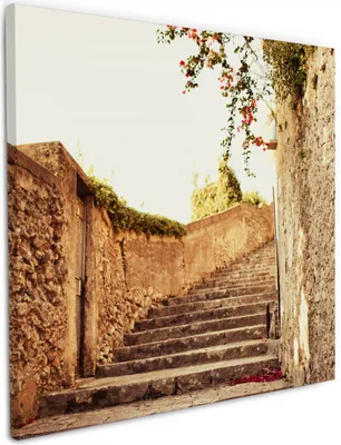 Produktbild von Wallario Premium Leinwandbild Steinerne Treppe in Italien in Größe 50 x 50 cm