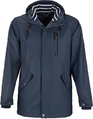 Produktbild von Dry Fashion Herren PolyurethanParka Lübeck - Regenjacke Herren Wasserdicht Winddicht Reißverschluss Outdoor Jacke Männer in Navy Größe 4XL
