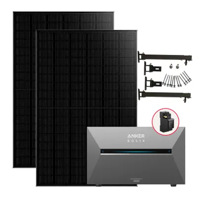 Produktbild von Balkonkraftwerk 910W Komplettes Set mit Solarbank 3 Pro E2700, mit Halterung für Flachdach